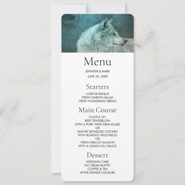 Beautiful Gray Wolf in a Dark Forest Invitation (Front)