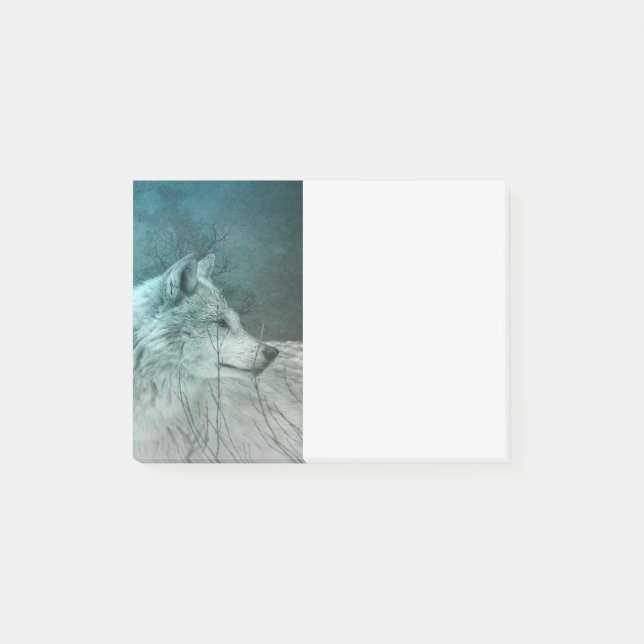 Beautiful Gray Wolf in a Dark Forest Post-it Notes (Front)
