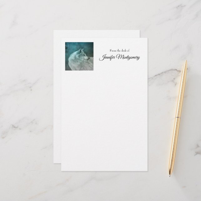 Beautiful Gray Wolf in a Dark Forest Stationery (Front/Back In Situ)