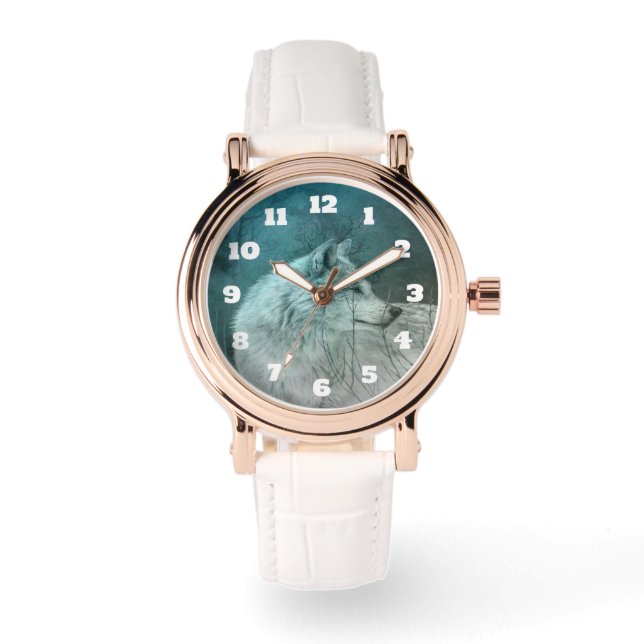 Beautiful Gray Wolf in a Dark Forest Watch (Front)