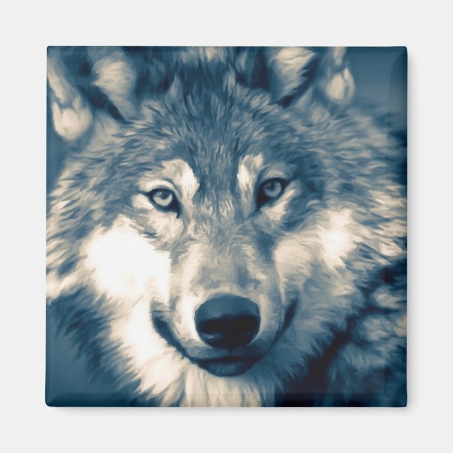 Beautiful Gray Wolf Woodland Animal Magnet (Front)