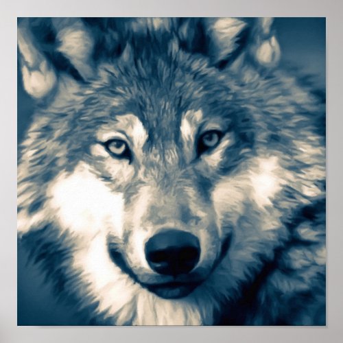 Beautiful Gray Wolf Woodland Animal  Poster