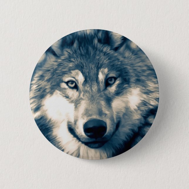 Beautiful Gray Wolf Woodland Wildlife Button (Front)