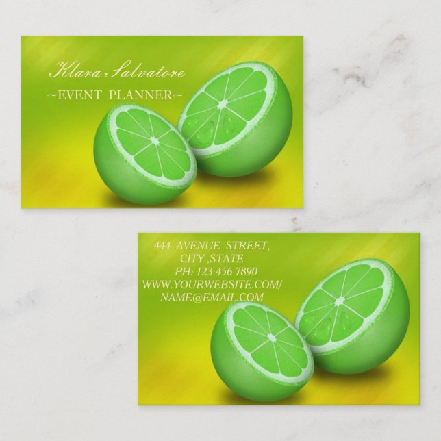 Beautiful Great Amazing Gorgeous Green Lime Business Card (Front/Back)