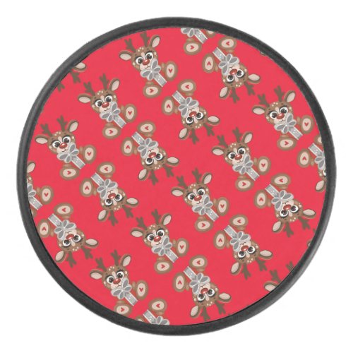 Beautiful Great Christmas Red Reindeer   Hockey Puck