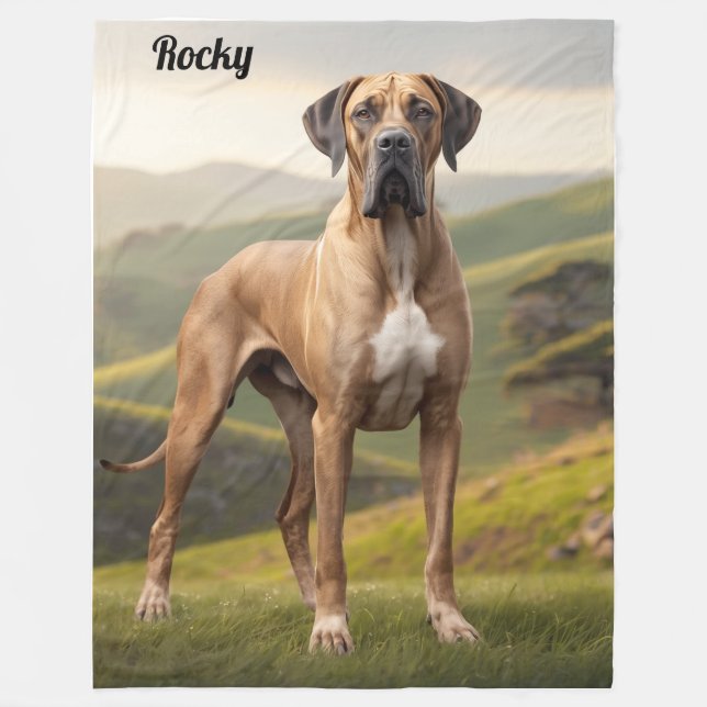 Beautiful Great Dane Personalized Fleece Blanket (Front)