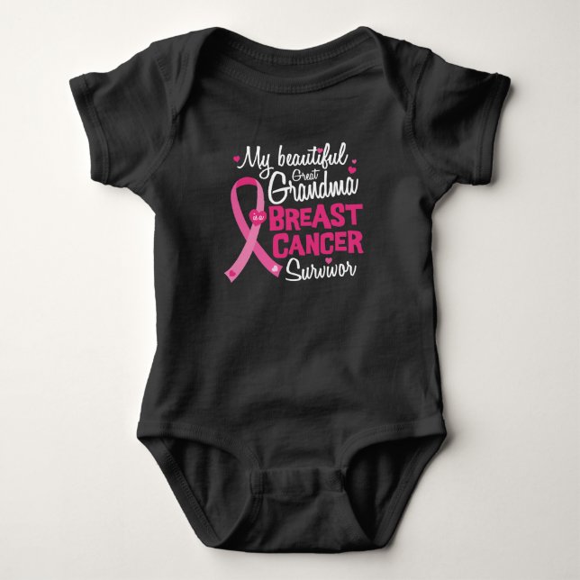 Beautiful Great Grandma Breast Cancer Survivor Baby Bodysuit (Front)