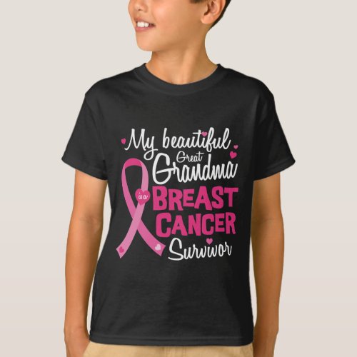 Beautiful Great Grandma Breast Cancer Survivor T_Shirt