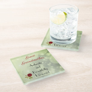 Beautiful Great Grandmother quote Glass Coaster