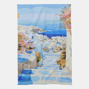 Beautiful Greece kitchen towel