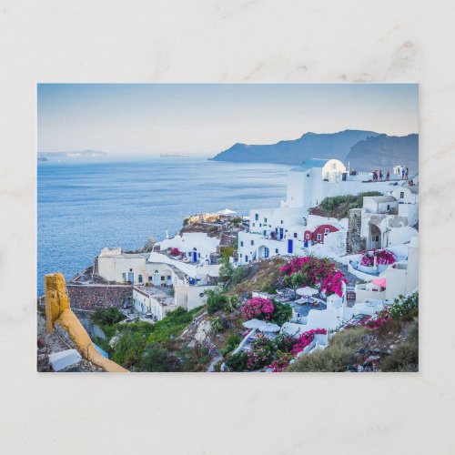 Beautiful Greece Santorini Blue Sea White House Postcard