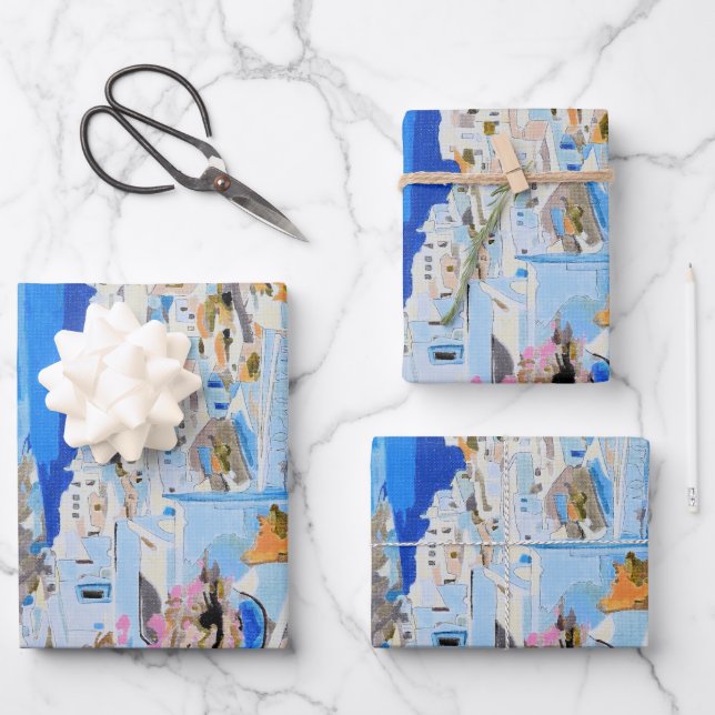 Beautiful Greece Wrapping Paper Flat Sheet (Front)