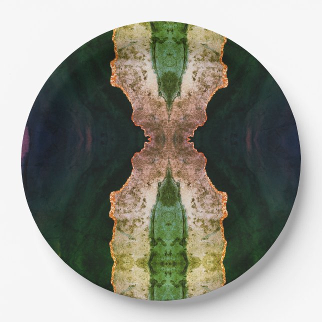 Beautiful green aesthetic agathe geode inspired paper plates (Front)