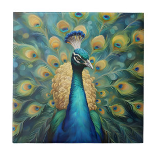 Beautiful Green and blue Peacock Ceramic Tile