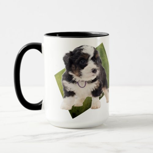 Beautiful Green Bernedoodle Puppy Art Mug