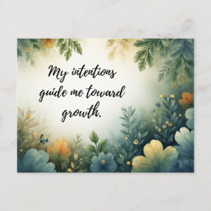 Beautiful Green Botanical Self-Growth Affirmation Postcard