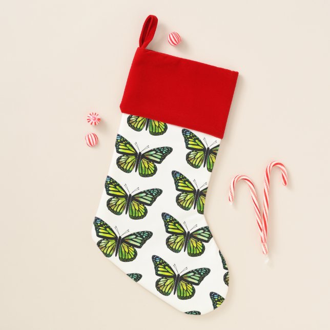 Beautiful Green Butterflies Charming Christmas Stocking (Front)