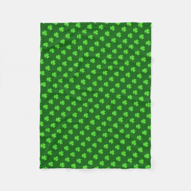 Beautiful green clover for St. Patrick's day Fleece Blanket (Front)