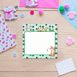 Beautiful Green color with paws cute kittens Post-it Notes