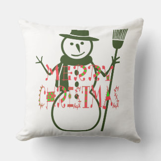 Beautiful green decoration snowman for Christmas Outdoor Pillow