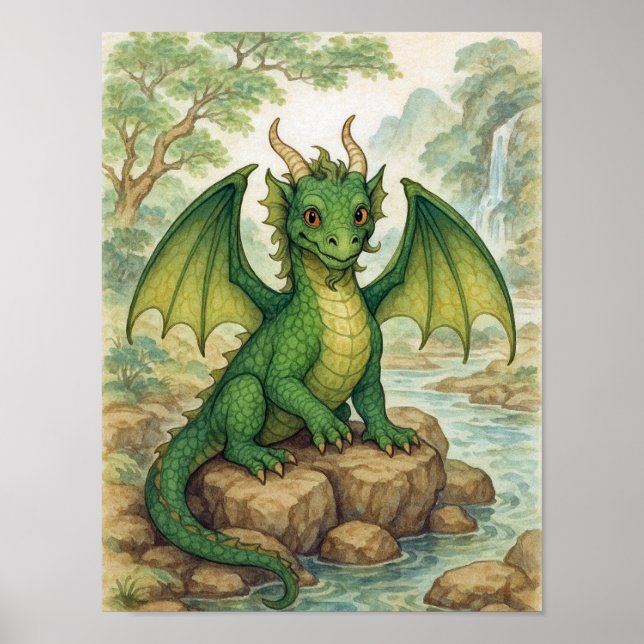 Beautiful green dragon poster (Front)