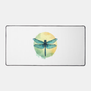 Beautiful Green Dragonfly Watercolor Art Insect Lo Desk Mat