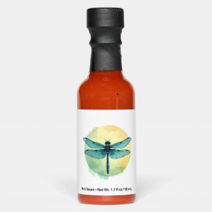 Beautiful Green Dragonfly Watercolor Art Insect Lo Hot Sauces
