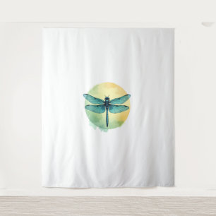 Beautiful Green Dragonfly Watercolor Art Insect Lo Tapestry
