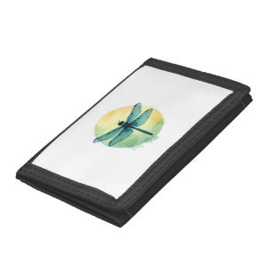 Beautiful Green Dragonfly Watercolor Art Insect Lo Trifold Wallet