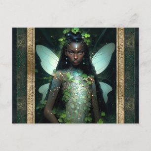 Beautiful Green Fairy Woman Fantasy Art Postcard