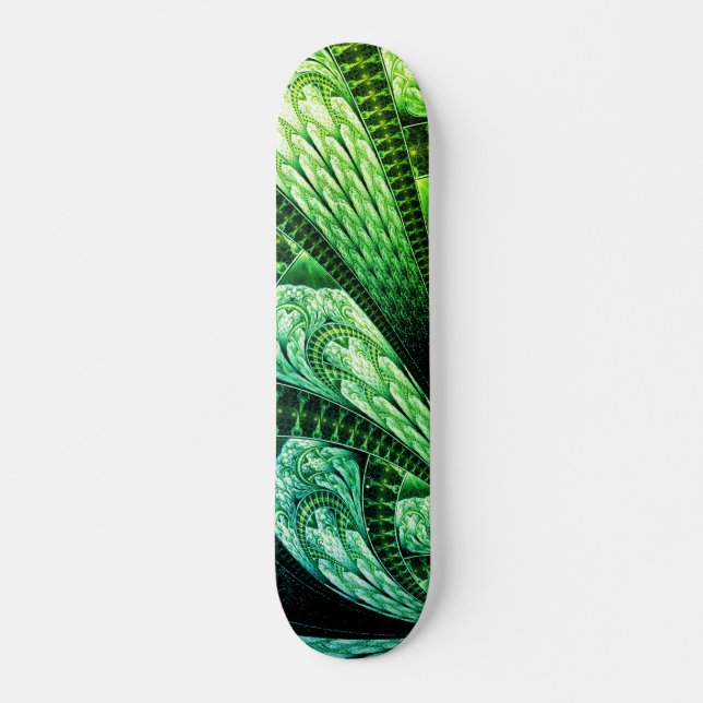 Beautiful Green Fractal Design Digital Art Skateboard (Front)