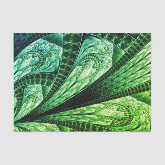 Beautiful Green Fractal Design Digital Art Tissue Paper (Front)