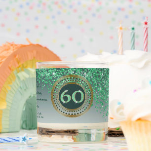 Beautiful Green & Gold Glitter 60th Birthday Scented Candle