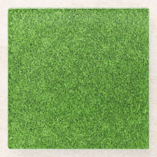 Beautiful green grass texture from golf course glass coaster