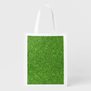 Beautiful green grass texture from golf course reusable grocery bag