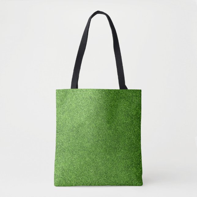 Beautiful green grass texture from golf course tote bag (Front)