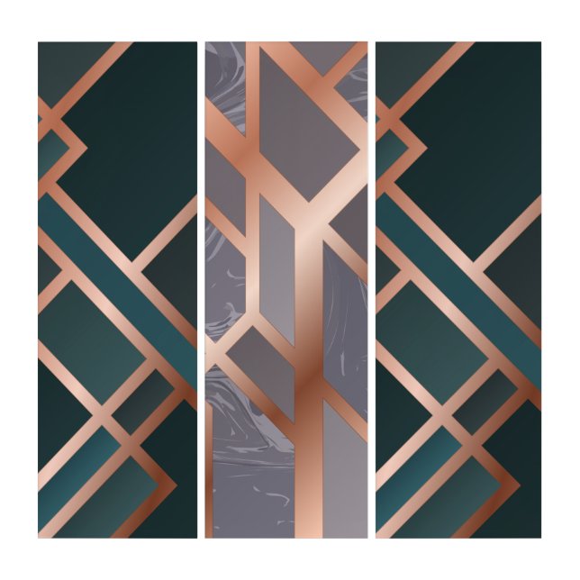 Beautiful Green/Grey Marble Triptych Art (Front)