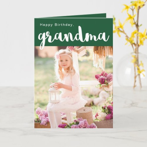 Beautiful Green Happy Birthday Grandma Photo Card