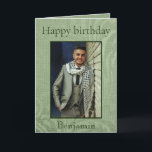 Beautiful Green Happy Birthday my Husband Photo Card<br><div class="desc">A lovely birthday card, this was designed especially for your husband. The front features a lovely green background with "Happy birthday" written in green font with his photo centered. You can easily upload your favorite image and adjust the border. The bottom displays his name with a warm message inside. Order...</div>