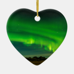 Beautiful Green Iceland northern lights Ceramic Ornament
