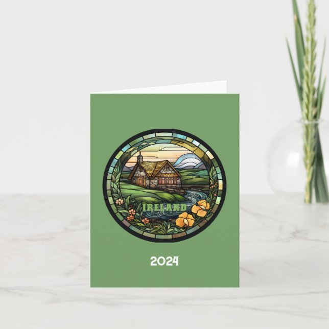 Beautiful Green Ireland Souvenir Thank You Card (Front)