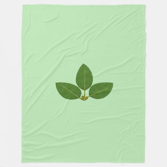 Beautiful Green Laurel Leaves on Lime Green Fleece Blanket (Front)