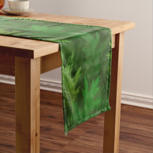 Beautiful Green Leaf Leaves Fall Autumn Fall Short Table Runner