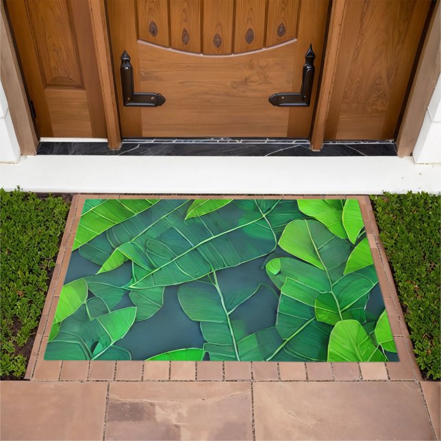 Beautiful Green Leaves Pattern Doormat (Outdoor)