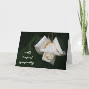 Beautiful Green Leaves White Rose Flower Sympathy Card