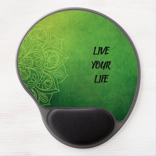 Beautiful Green Mandala with Quote Gel Mouse Pad (Front)