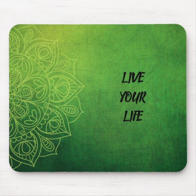 Beautiful Green Mandala with Quote Mouse Pad (Front)