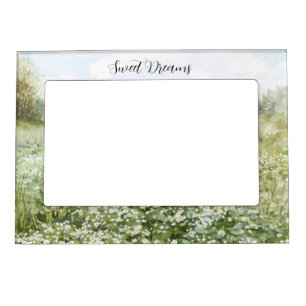 Beautiful Green Meadow Flowers Blue Sky Magnetic Frame