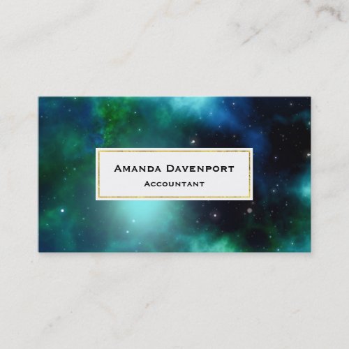 Beautiful Green Nebula filled with Stars Business Card