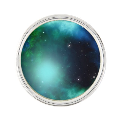 Beautiful Green Nebula filled with Stars Lapel Pin